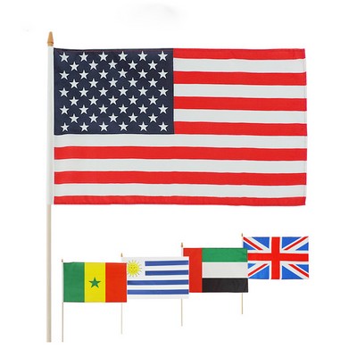 12x18" USA Flag on Stick 4th of July for Events