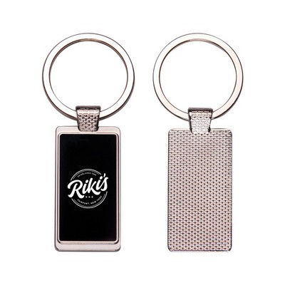Rectangle Metal Key Chain w/ Dark Reflective Center