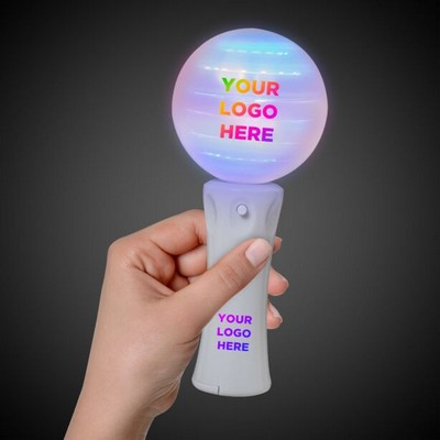 White Orb Light Up Spinner Wand w/10 Multicolor LED's