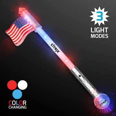 Flashing American Flag LED Jumbo Wand - PRINTED