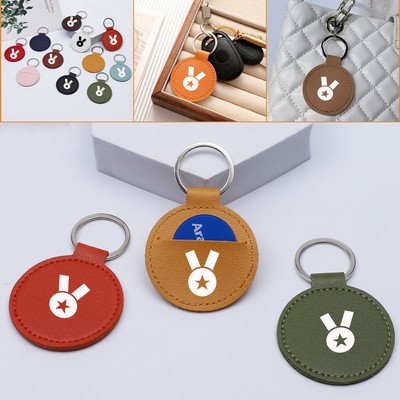 PU Leather Round Keychain