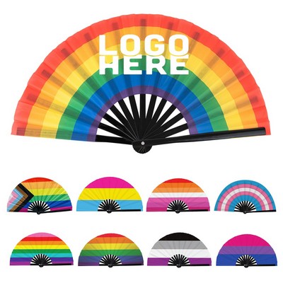 Large Pride Rainbow Folding Handheld Fans