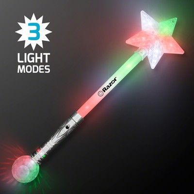 Flashing Lights Jumbo Star Wand 21" - PRINTED