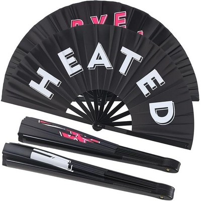 11" Plastic Ribs Fabric Folding Kung Fu Clack Fan