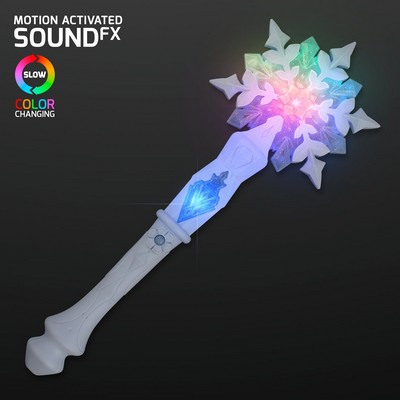 LED Snowflake Wand Toy with Magic Sounds - BLANK
